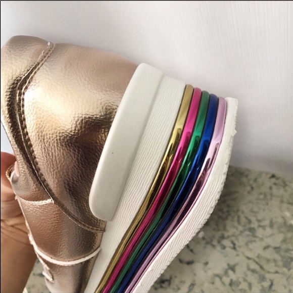 NWT Qupid Tampa Lace Up Rose Gold Sneakers Size 6 - Picture 6 of 7